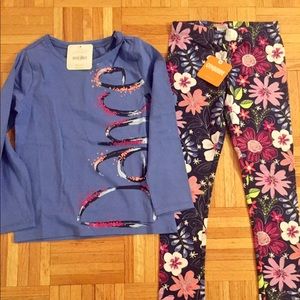 NWT Girls purple “Dance” shirt and leggings 5/6.